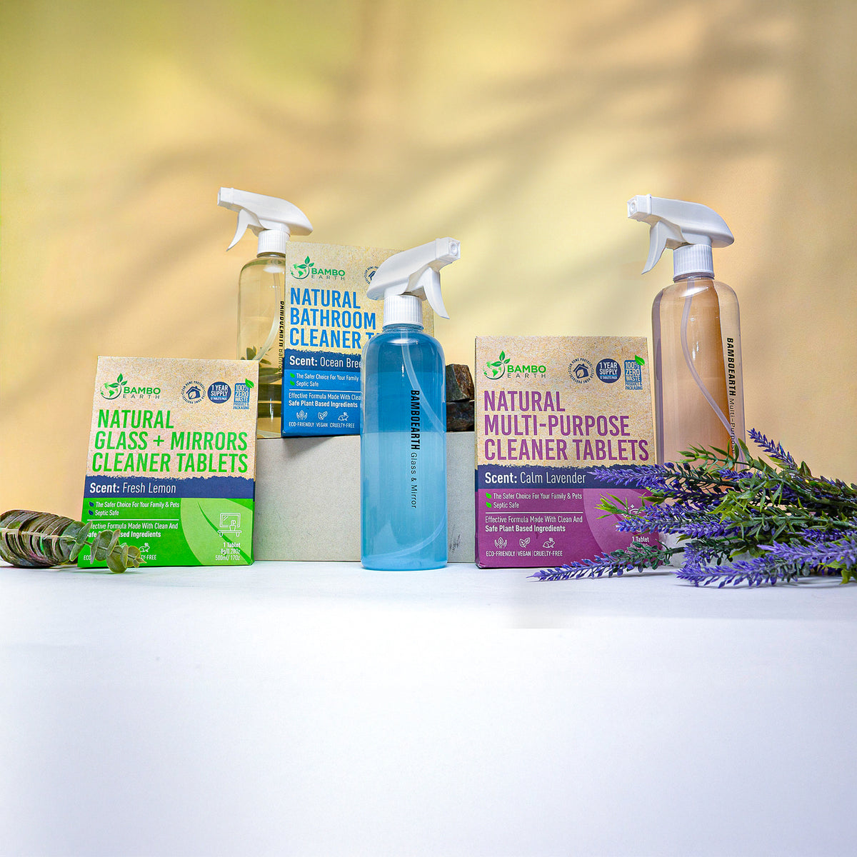 Natural Cleaning Tablets Set With Spray Bottles (BG)