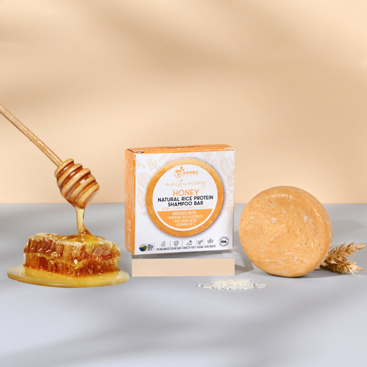Rice Protein Shampoo Bar Honey (BG)
